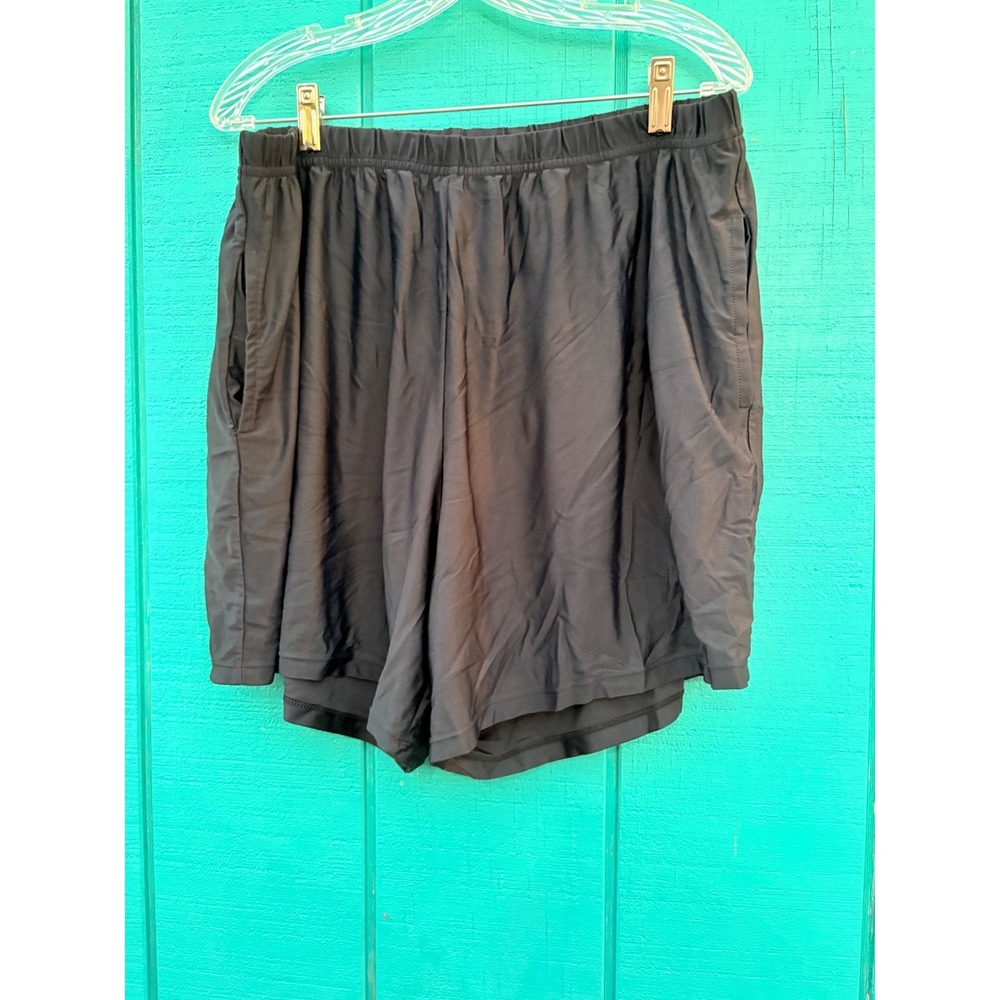 Women's 2XL Black Swim Shorts Board Shorts Elastic Waist Pockets UPF 50+‎